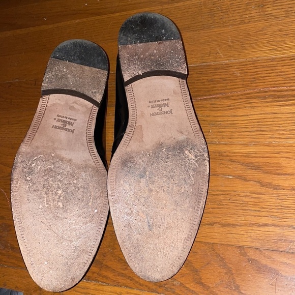 10.5 10 half Johnston Murphy penny loafers black comfy walking italian Calfskin